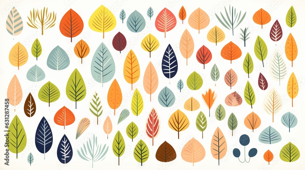 a collection of colorful leaves on a white background with a white background. generative ai a collection of colorful leaves on a white background with a white background. generative ai