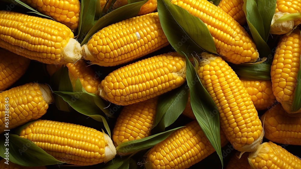 Close up of fresh corn seamless background with AI generative Close up of fresh corn seamless background with AI generative