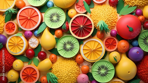  a bunch of different fruits and vegetables on a table top.  generative ai