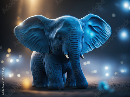 blue baby elephant bokeh lens flare. ai generative