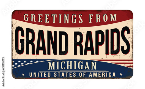 Greetings from Grand Rapids vintage rusty metal sign