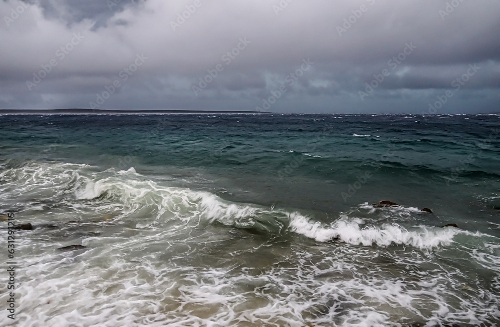 Wavy choppy sea during the storm photo illustration