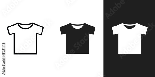 Flat shirt icons in 3 form on background.