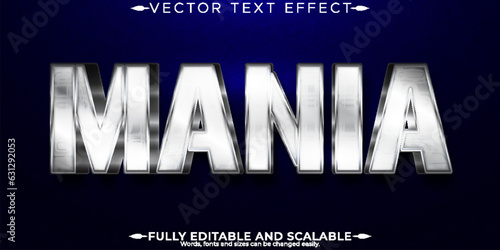 Mania text effect, editable metallic and shiny text style