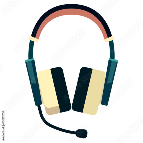 headphone with microphone flat style clip art vector image