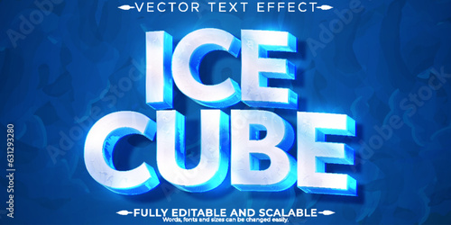 Ice frozen text effect, editable cold and frost text style