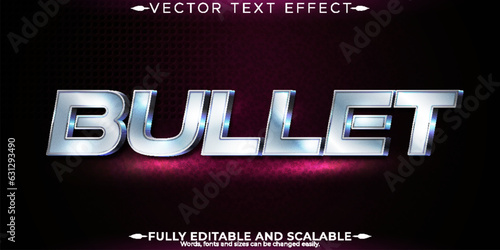 Metallic bullet text effect, editable shiny and elegant text style