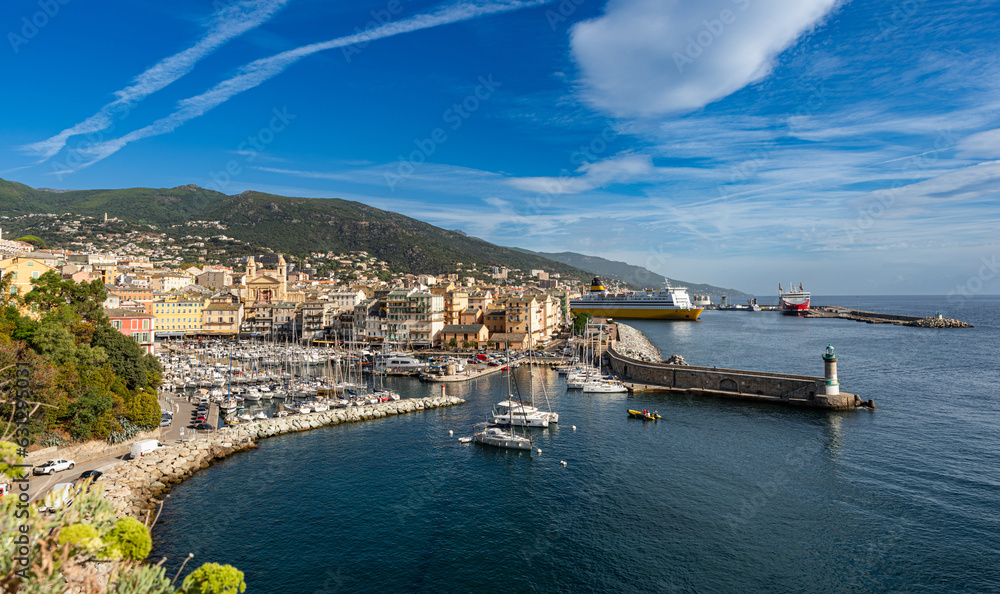 Old town and marina of Bastia on Corsica, France