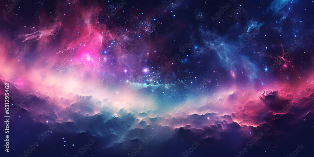 Nebula stardust. Starry and colorful sky at night. Generative AI.