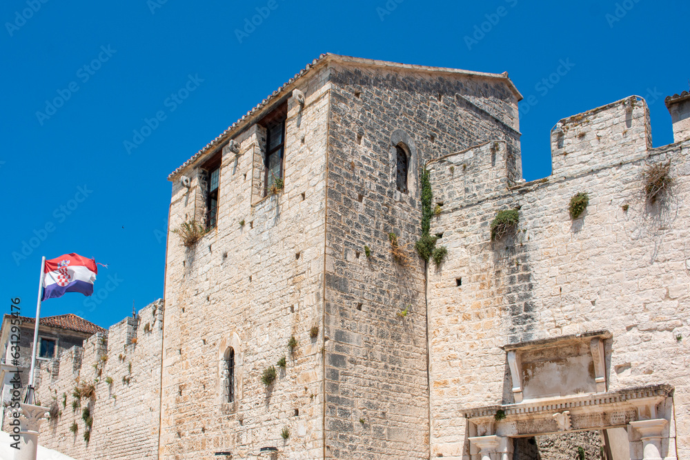 city wall and South Gate (Južna gradska vrata) Trogir in the state of Split-Dalmatien Croatia