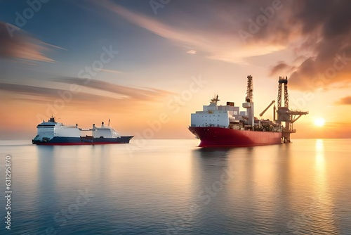 oil tanker at sunset generated by AI technology 