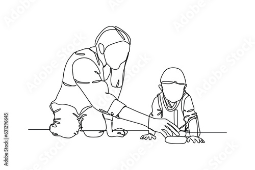 Baby sitter fun playing to play together, hand drawn doodles logo. Nanny minimalist concept. isolated vector illustration.