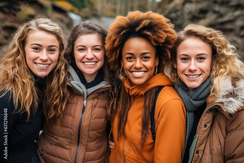 Diverse group of young female friends, generative ai