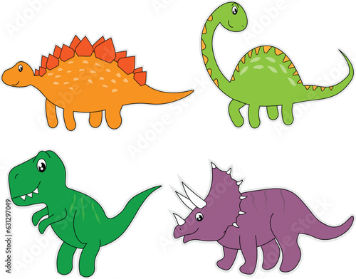 dinosaur cartoon collection - vector set of different types of dinosaurs. © yuliiamarchenko