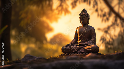 bronze statue Siddhartha Gautama. generative ai. High quality illustration