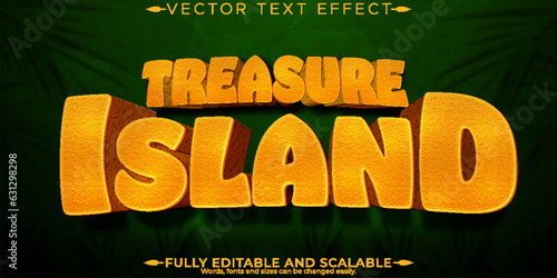 Troical island text effect; editable cartoon and funny text style photo