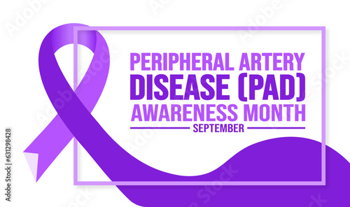 September is Peripheral Artery Disease PAD Awareness Month background template. Holiday concept. background, banner, placard, card, and poster design template with text inscription and standard color.