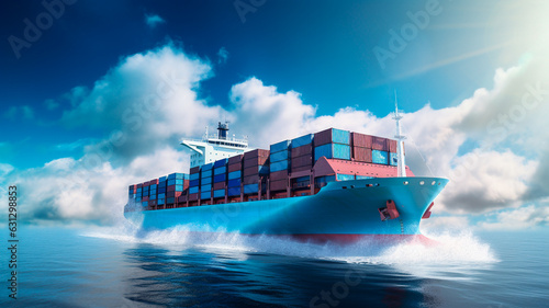 container ship in sea. generative AI