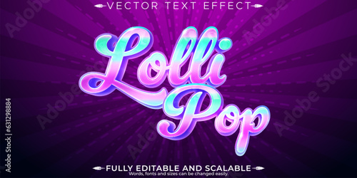 Lollipop candy text effect, editable sugar and sweet text style