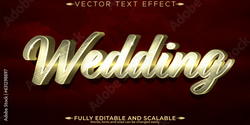 Editable text effect wedding, 3d luxury and marriage font style