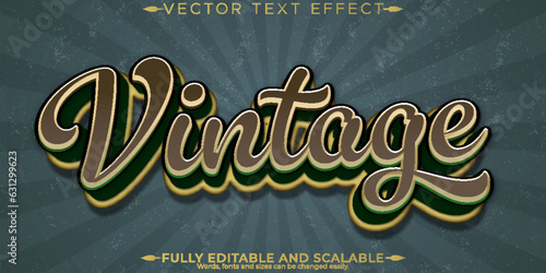 Vintage editable text effect, retro and classic text style