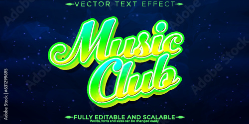 Music text effect, editable party and disco text style