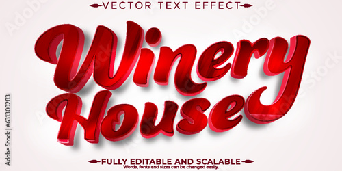 Wine text effect, editable restaurant and red text style