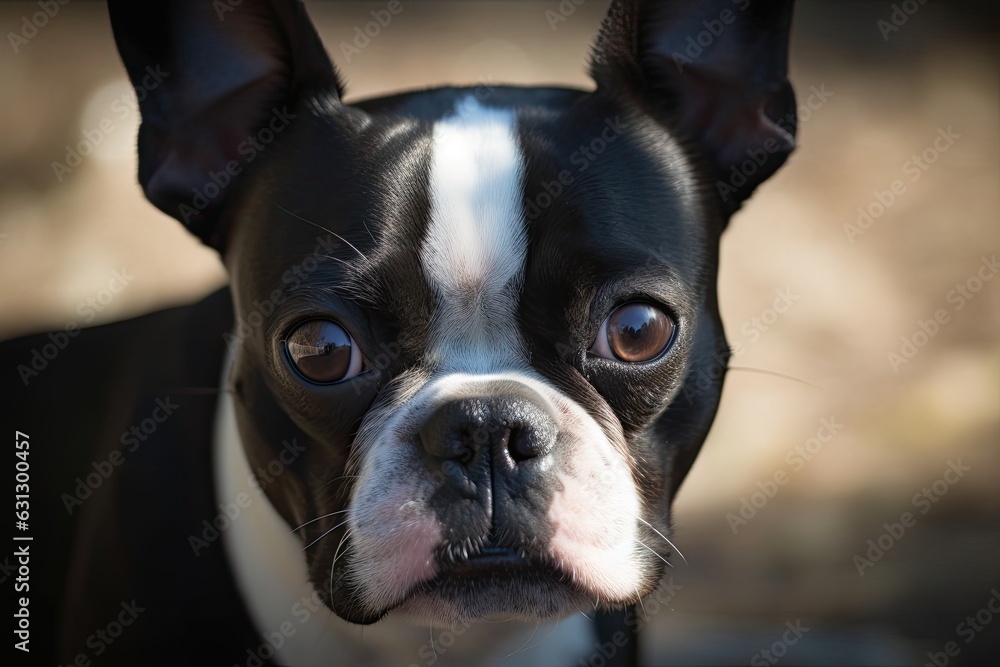 Boston Terrier: expressive look, contrasting coat and adorable charm., generative IA