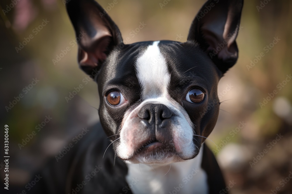 Boston Terrier: expressive look, contrasting coat and adorable charm., generative IA