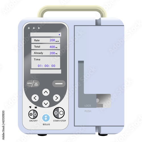 Veterinary IV Infusion pump portable machine with LCD display vector illustration volumetric high Infusion accuracy vector image