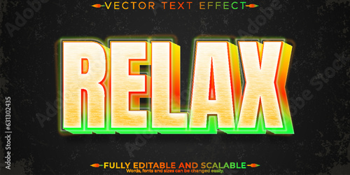 Relax text effect, editable colorful and vintage text style