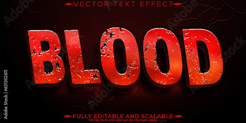 Blood text effect, editable metallic red text style