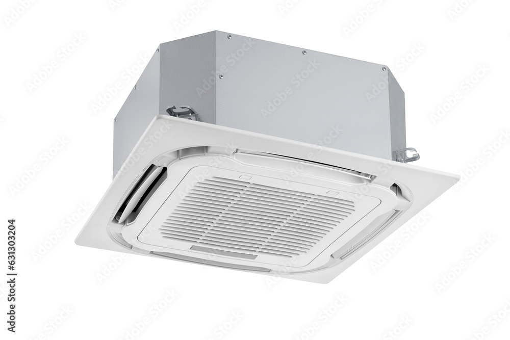 Three quarter view of cassette air conditioning unit, isolated on white Three quarter view of cassette air conditioning unit, isolated on white