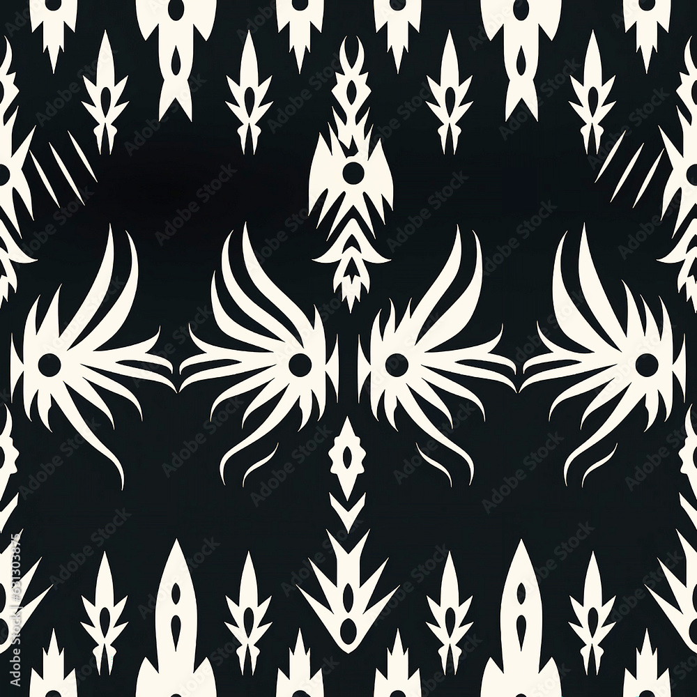 Ethnic Original black white ikat style pattern for design Ethnic Original black white ikat style pattern for design