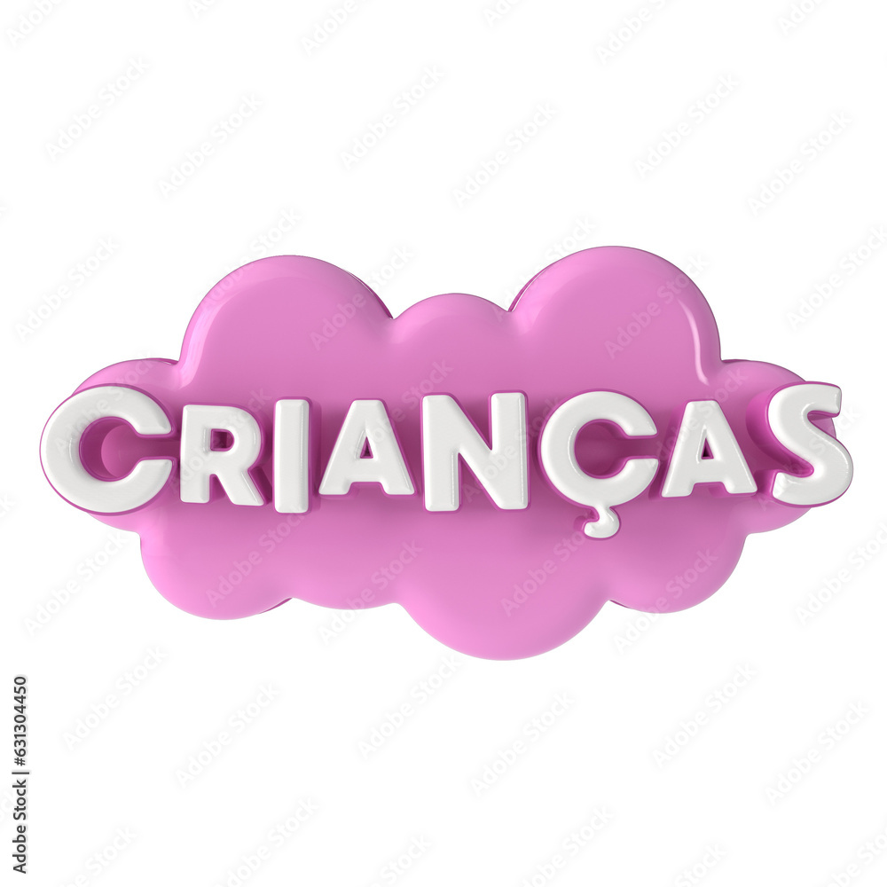 Pink Label Children's Day in portuguese 3d render Pink Label Children's Day in portuguese 3d render