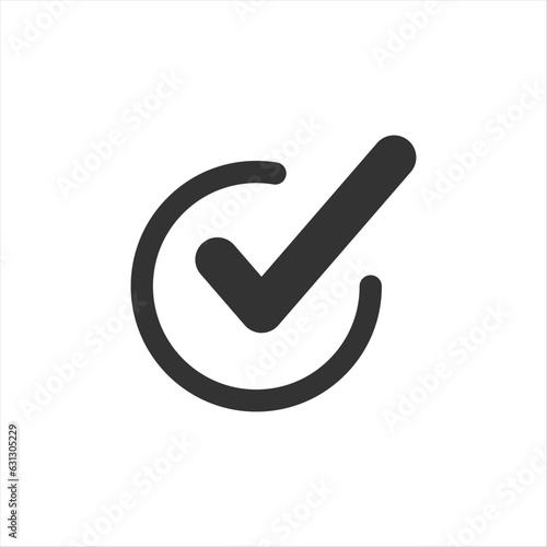 Illustration of a check mark in a circle, vector illustration