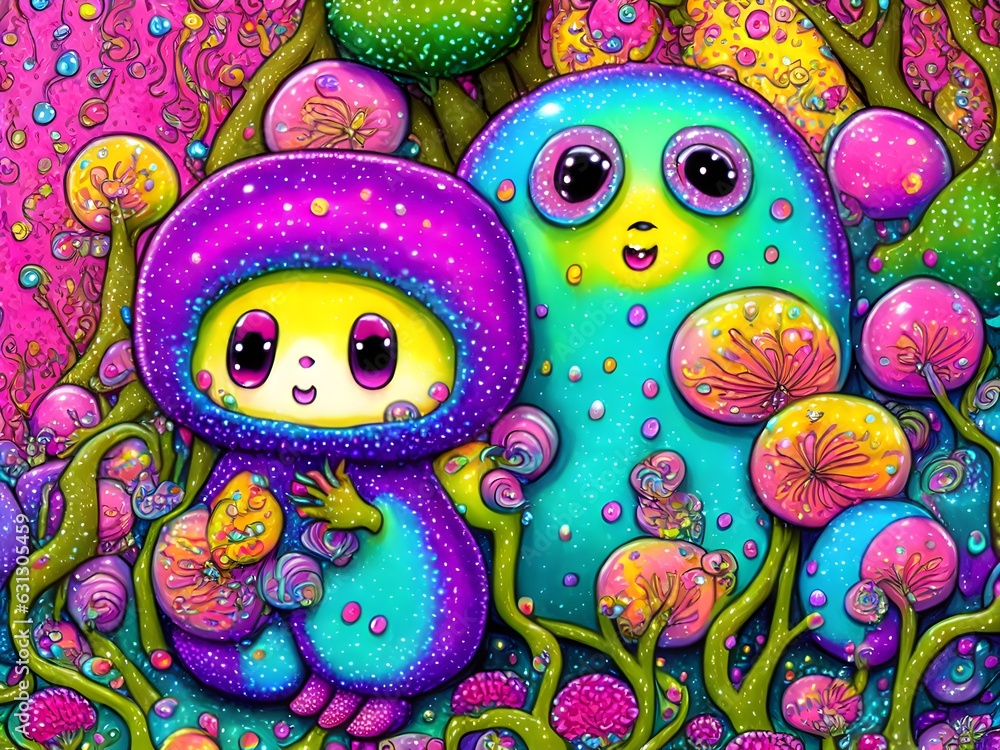 Cute Slime Creatures, Generative AI Illustration