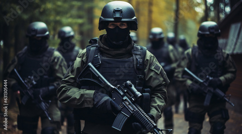 Soldiers in uniform, Russian, green men, army
