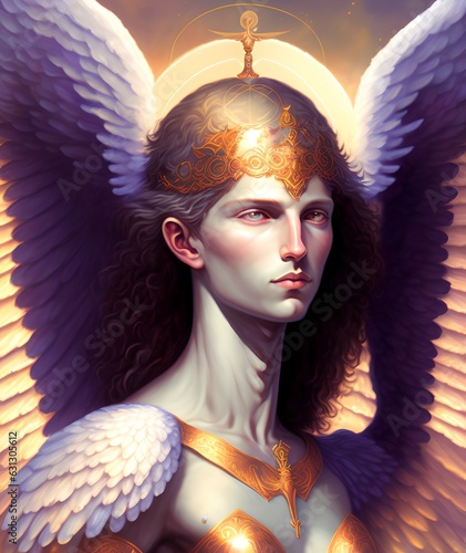 Archangel Chamuel - Angel of Love and Peace, Generative AI Illustration photo