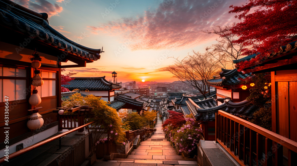 Obraz premium beautiful chinese architecture in the city. Generative AI