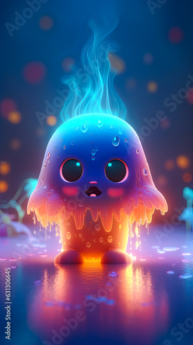 Illustration of fairy cute scared ghost. Halloween concept