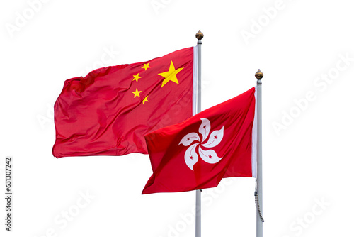 中国の国旗と香港の区旗