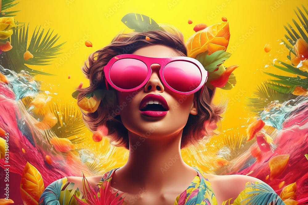 hot summer time vibes, woman with sunglasses Generative AI hot summer time vibes, woman with sunglasses Generative AI