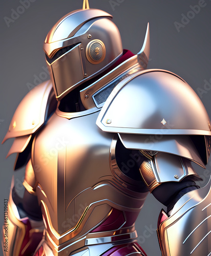 A cyborg  knight mediavel with armour silver anime line style as comic book art 4k digital art high resolution detailed with- Generative IA photo