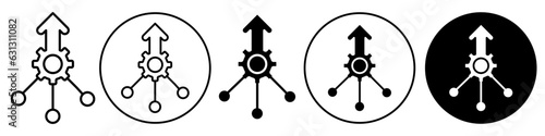 Consolidation symbol Icon. Vector set collection of multiple income revenue stream merge in unity and consolidate the business direction. Outlined flat web app ui sign of converge unite or merger hub