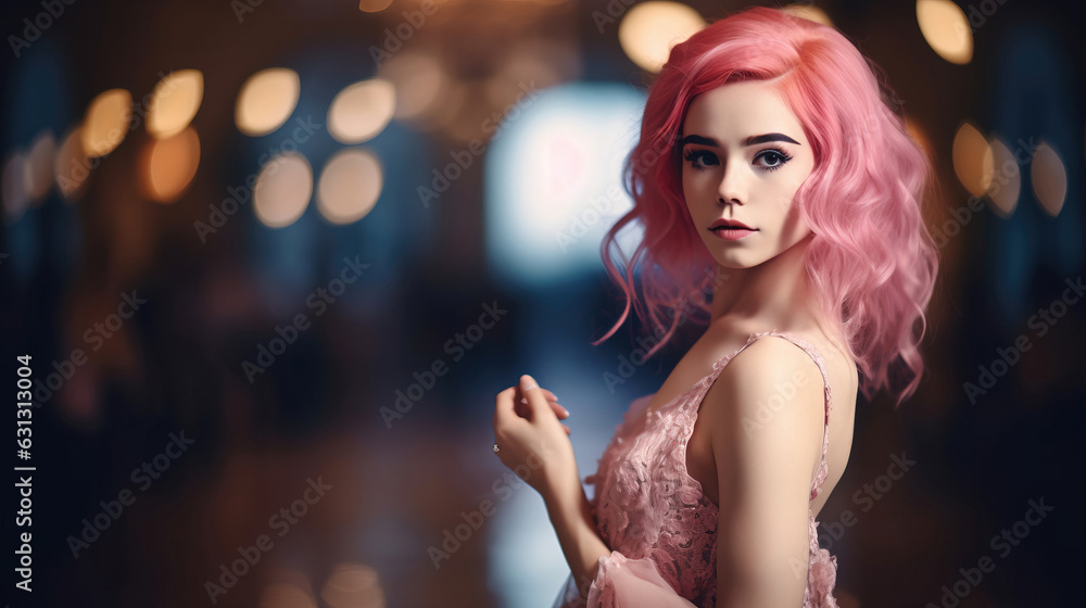 portrait of a woman in dress on defocused background