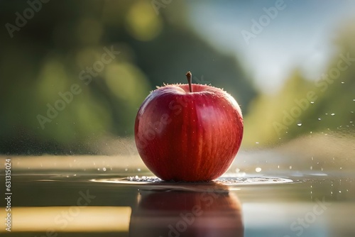 A close-up image of a perfectly ripe, shiny red apple - AI Generative