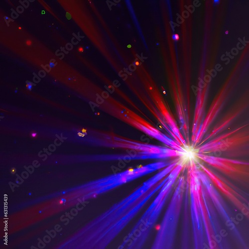 Abstract background with an explosion of fireworks-like bursts of light and color