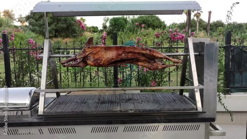 Lamb on a spi, Culinary Crispy skin, Cooking