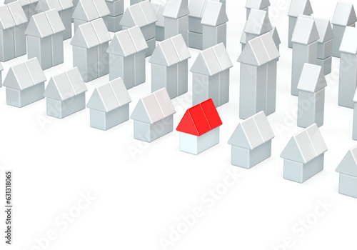 A pattern of geometric shapes of cubes. The composition of houses. 3d render on the topic of construction  purchase of housing  houses  cities  farms. Modern minimal style. Transparent background.